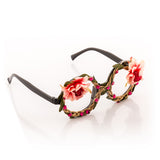 Fashion Partybrille mit Blumen und Glitzer