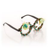 Fashion Partybrille mit Blumen und Glitzer