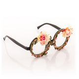 Fashion Partybrille mit Blumen und Glitzer