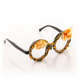 Fashion Partybrille mit Blumen und Glitzer